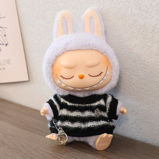 Generation One and Two Rags Clothes Labubu Blind Box Keychain Vinyl Doll Sweater suit Hat Shoes Glasses