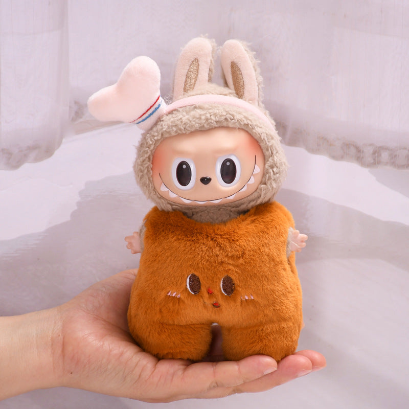 17cm Blind Box Rab Cloth Hand-in-Hand Frog Piglet Plush Christmas Suit labubu Pendant Snowman Doll Coat