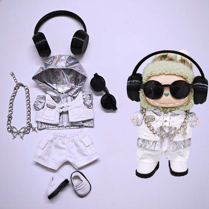 Labubu Silver Windbreaker Outfit for 15cm & 17cm Dolls
