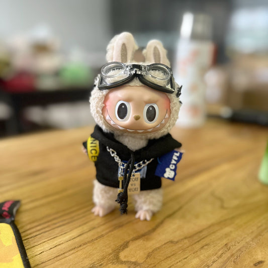 Only clothes] 17CM vinyl blind box pull cloth doll clothes swimming goggles boy suit LABUBU leather suit
