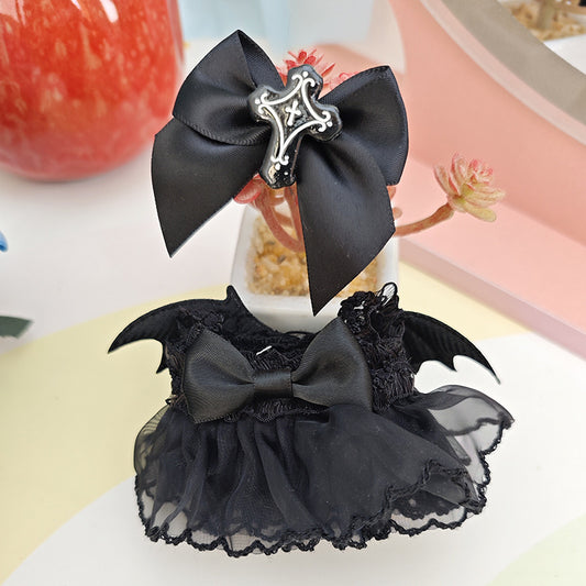 Dark Angel Skirt Suitable for 17cm Labu Cloth Keychain Pendant Doll Dress for Macaron Labubu