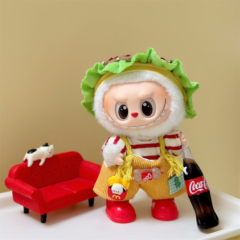[Only Clothes] 17cm Blind Box Labubu Handmade Frog Piggy Stuffed Christmas Suit Labubu Hanging