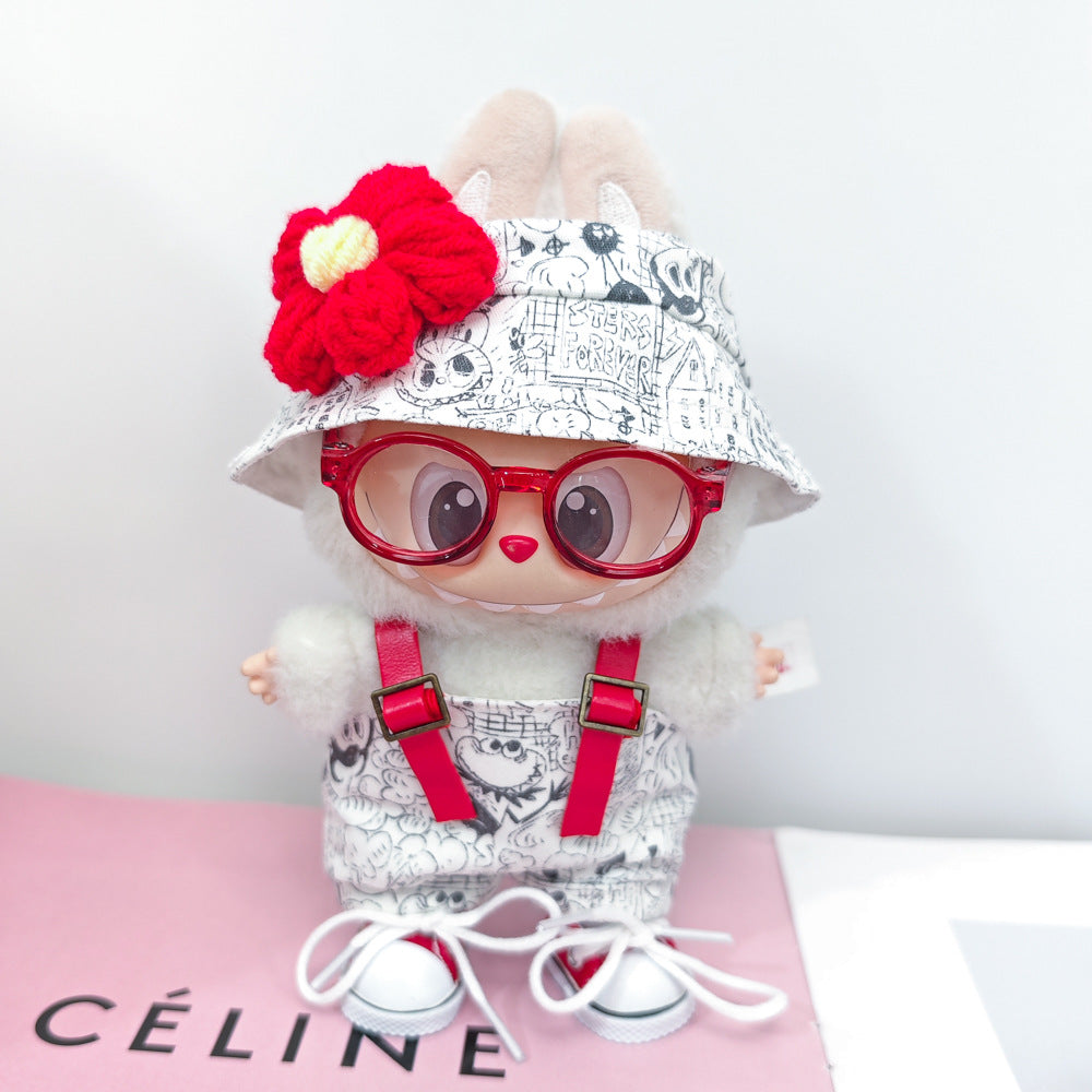 Labubu Doll Outfits - Cute Graffiti & Triangle Overalls for 15-17cm Pendant Dolls
