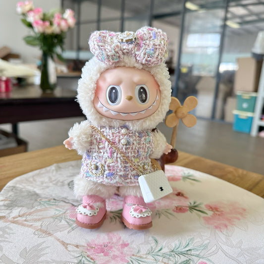 Only clothes] 17CM blind box pull cloth doll clothes pendant LABUBU Hagrid fragrant style skirt set pastel skirt