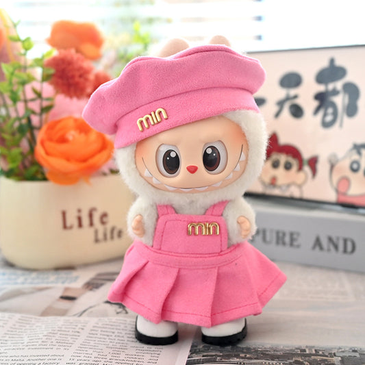 Labubu Doll Outfit - 17cm Pleated Skirt & Hat Set