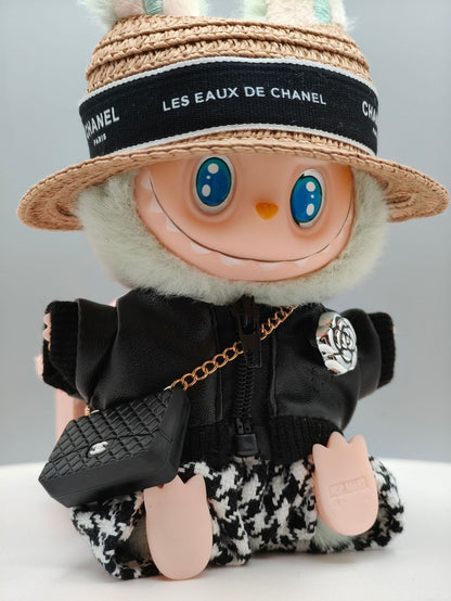 Labubu Doll Leather Outfit Set - 15cm Vinyl Doll Clothes