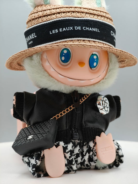 Labubu Doll Leather Outfit Set - 15cm Vinyl Doll Clothes