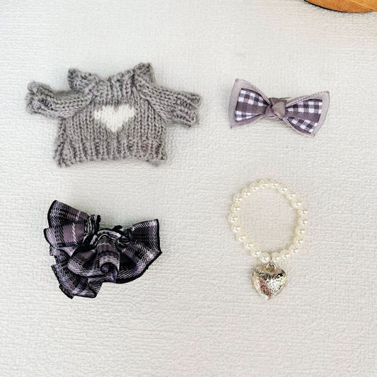 Labubu Doll Knitted Sweater Outfit with Skirt and Headwear