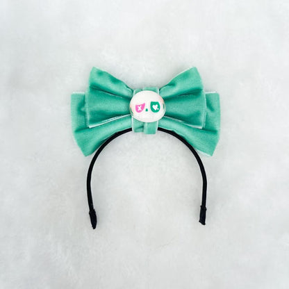 Labubu Candy Color Bow Headband - Orange, Sky Blue, Emerald, Fruit Green, Rose Pink