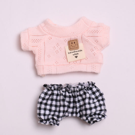 Labubu Doll Clothes - Smiley & Twist T-Shirts with Shorts Outfits