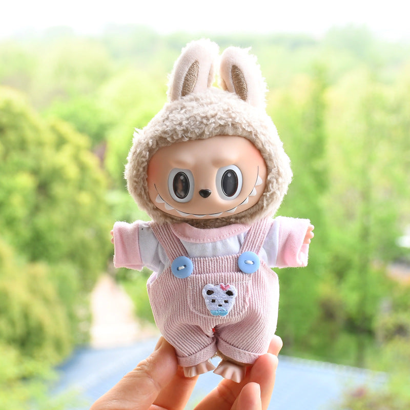 Only baby clothes] 17cm blind box cloth hanging clothes bear corduroy suspenders pants T-shirt key chain baby clothes