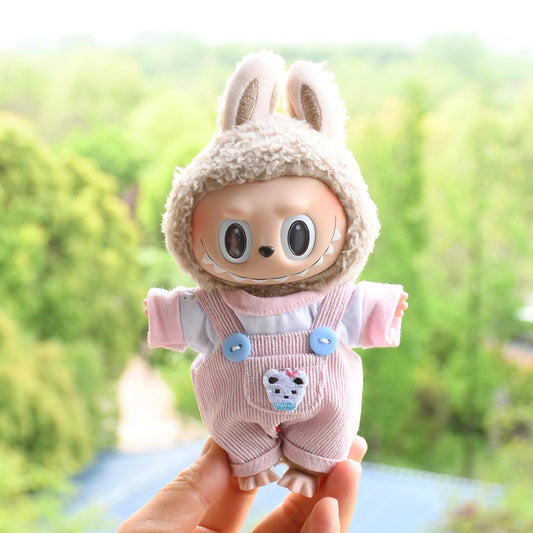 Only baby clothes] 17cm blind box cloth hanging clothes bear corduroy suspenders pants T-shirt key chain baby clothes