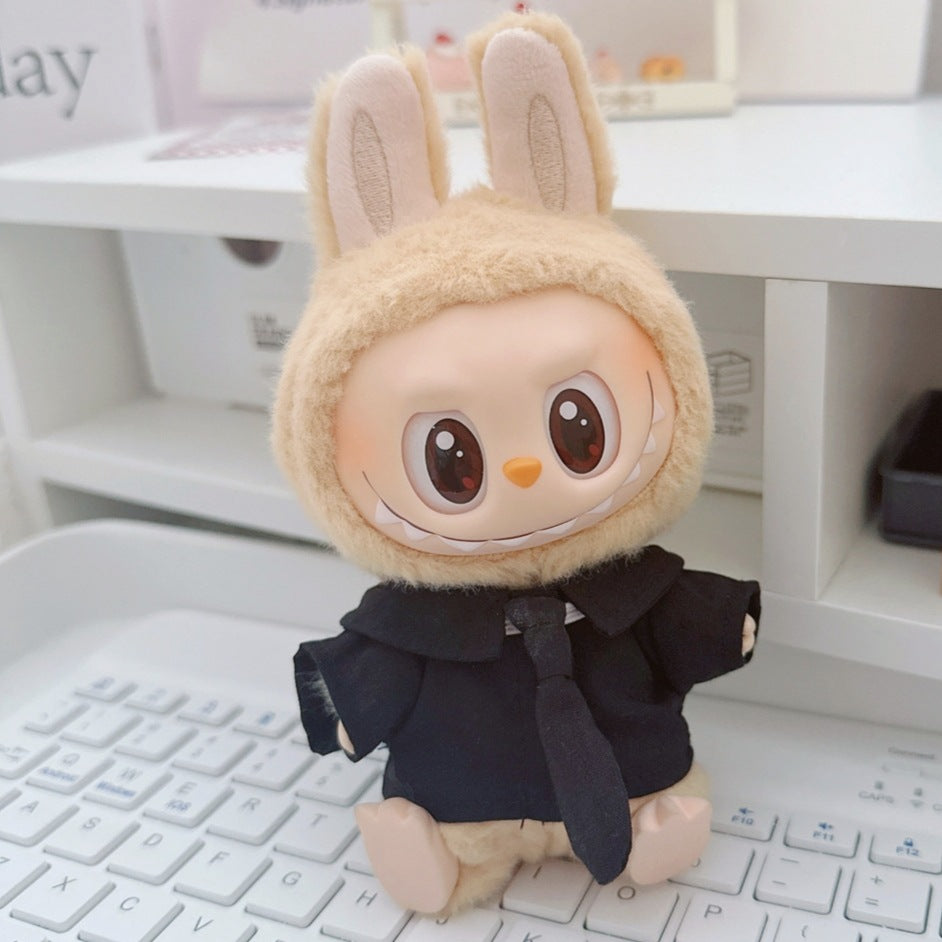 17cm Plush Doll Pendant 10cm Cotton Doll Knitted Vest College Style Office Suit Workwear Doll Clothes