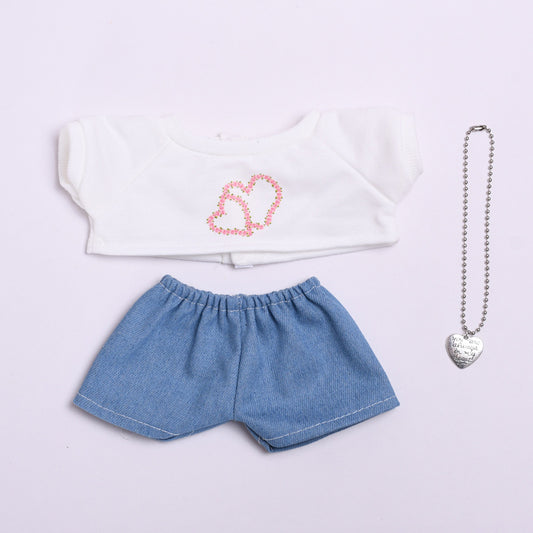 Only clothes] 38cm labubu doll love T-shirt jeans suit Labubu change clothes