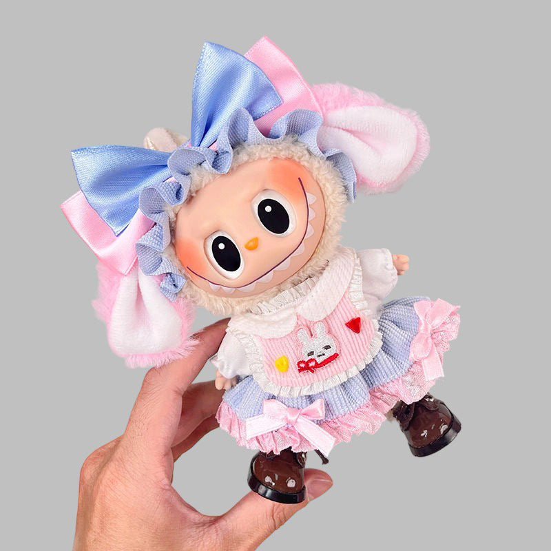 Labubu Doll Clothes Set for 17cm Pendant Doll - Flower, Bear, Cake Party Styles