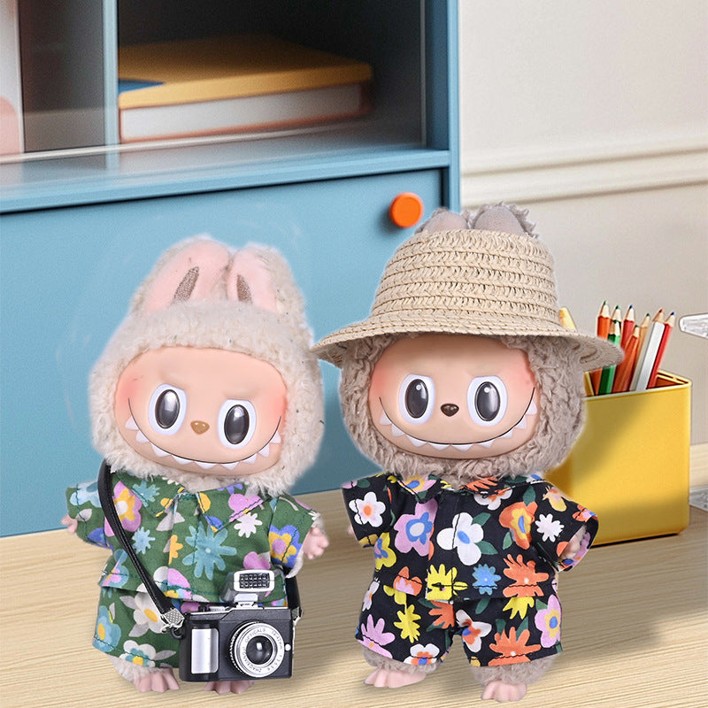 Only clothes] 17CM pendant blind box pull cloth doll clothes LABUBU doll suit for beach pajamas