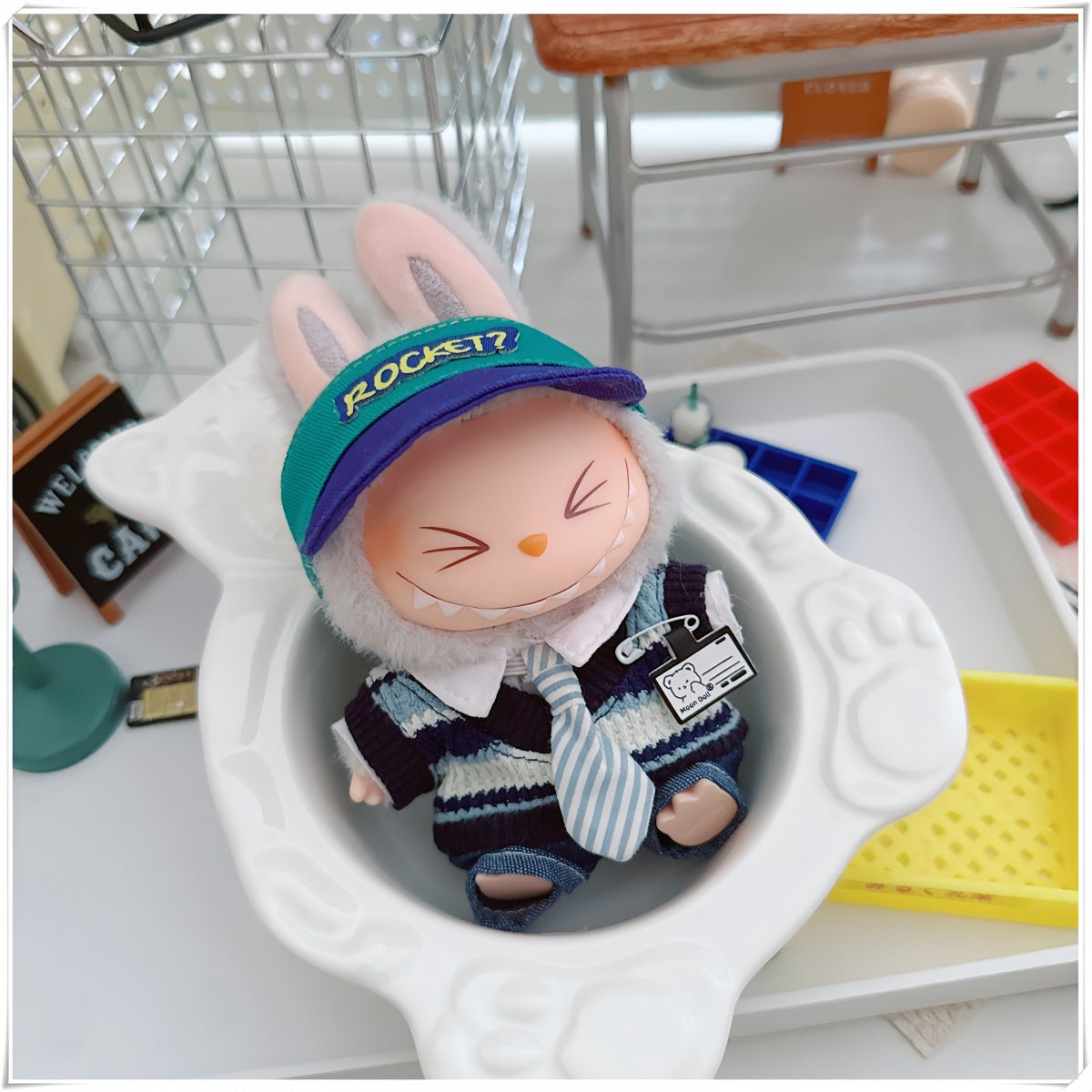 Labubu Doll Outfit - College Cool Shadow Uniform Set for 10cm & 17cm Dolls