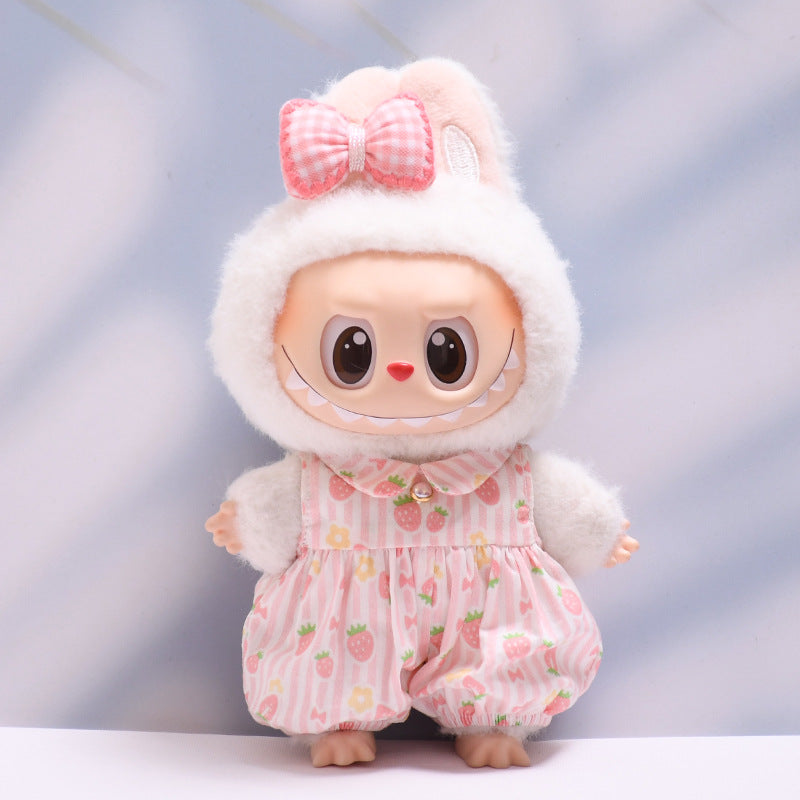 Only baby clothes] one, two and three generations of pendants labubu clothes strawberry jumpsuit suit labubu baby clothes