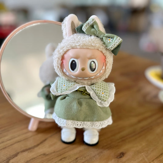 Only clothes] 17CM labubu clothes for Macaron LABUBU vinyl pendant baby clothes spring suit adorable