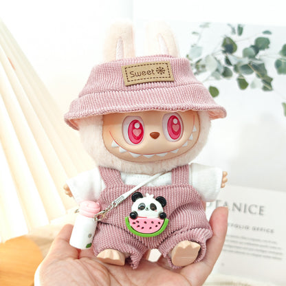 Labubu Doll Outfit Set - Panda Overalls & Hat for 1st & 2nd Gen