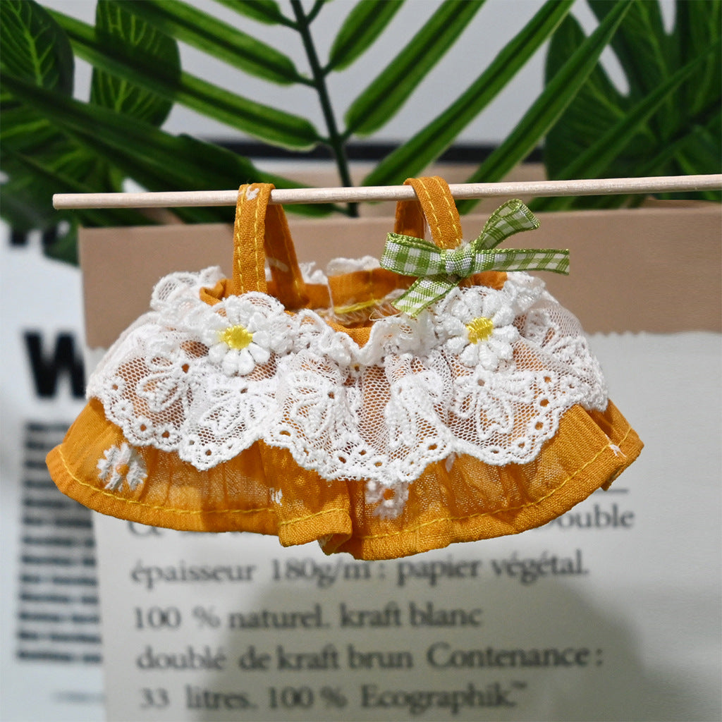 Clothing Only] 17cm Pendant Sitting Rose Cute Blind Box Labubu Doll Clothing Replacement