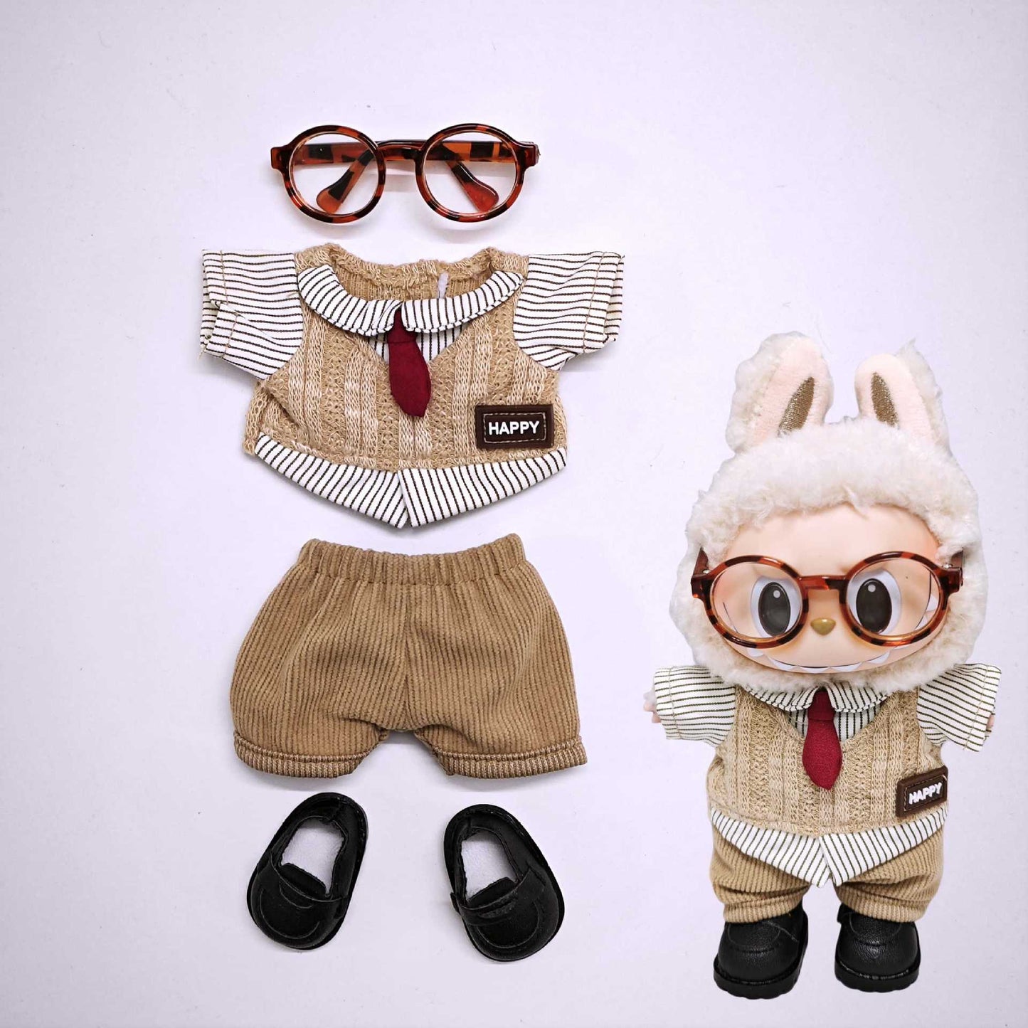 Labubu Doll Retro British 2-Piece Outfit with Accessories