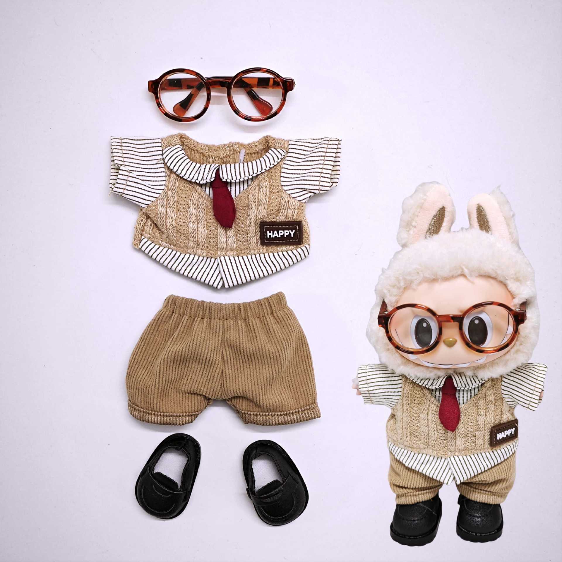Labubu Doll Retro British 2-Piece Outfit with Accessories