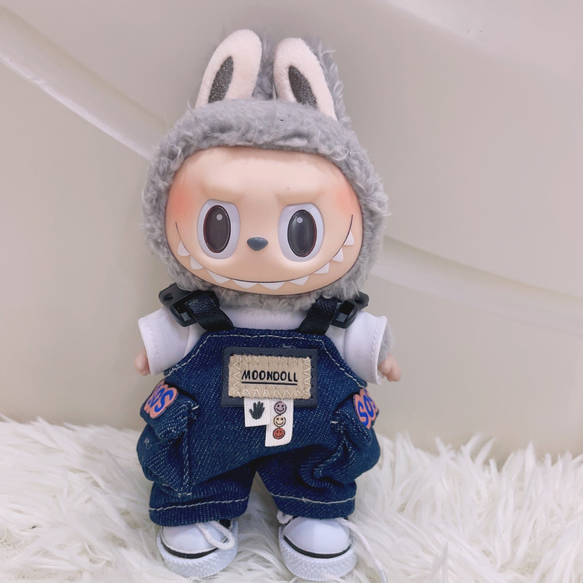 Labubu Doll Overalls Outfit Set for 17cm Vinyl Doll