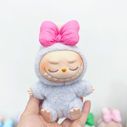 Labubu Doll Outfit Set - Knitted Sweater & Gauze Skirt with Bow Headband