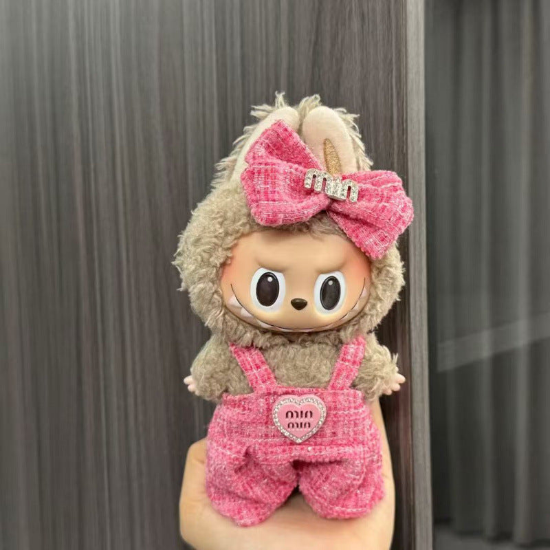 Rab cloth doll labubu17cm pendant one or two generations of vinyl plush doll suit accessories for clothes