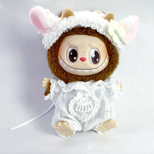 Labubu Doll Clothes - Little Sheep & Bear Overalls Jumpsuit 2-Piece Set