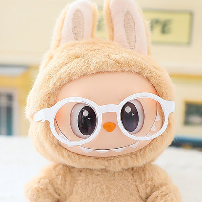 First, Second and Third Generation Labubu Glasses Sitting Party Labubu Vinyl Doll Clothes Accessories Leopard Print Black Frame Sunglasses