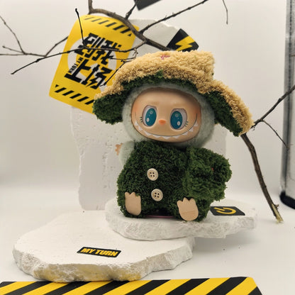 Labubu Doll Red Lei Feng Hat Outfit with Canvas Shoes