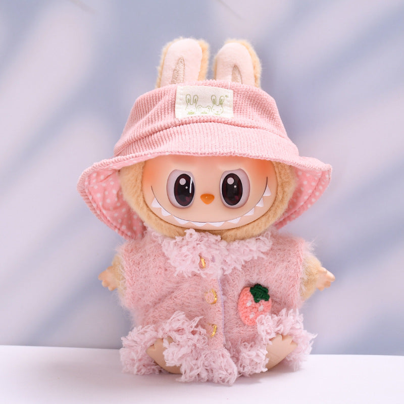 Labubu Doll Plush Jacket & Hat Outfit for 2nd Gen Pendant - Green, Pink, Brown