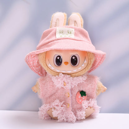 Labubu Doll Plush Jacket & Hat Outfit for 2nd Gen Pendant - Green, Pink, Brown