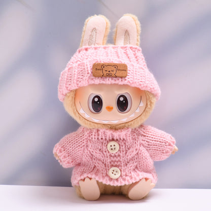 Labubu Doll Button Sweater & Hat Outfit Set for 1st & 2nd Gen Pendants