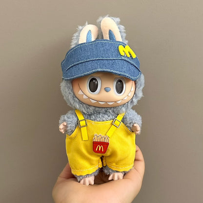 17cm Labubu Pendant Doll Vinyl Labubu Doll Can Wear suit for Plush Toy Clothes