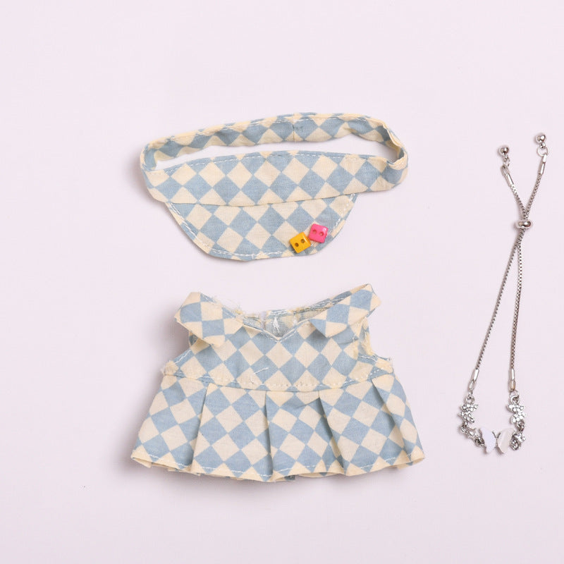 Only clothes] blind box pendant 17cm cloth clothes plaid tennis skirt suit vinyl labubu doll skirt