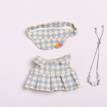 Only clothes] blind box pendant 17cm cloth clothes plaid tennis skirt suit vinyl labubu doll skirt