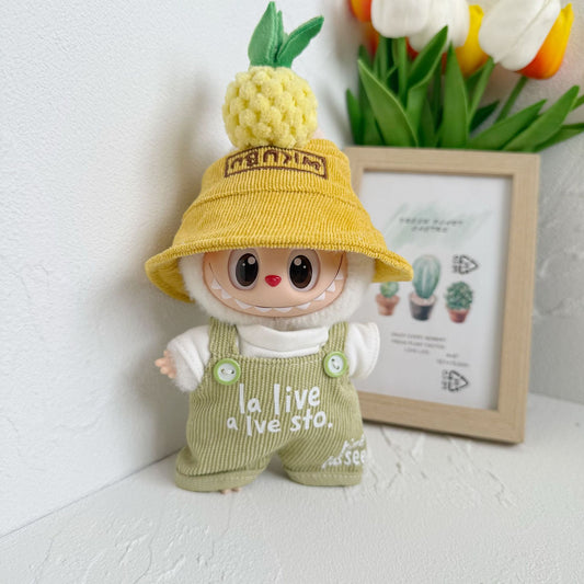 17cm First and Second Generation Labubu Macaron Pendant Clothes Pineapple Baby Suit Sitting Party Baby Clothes