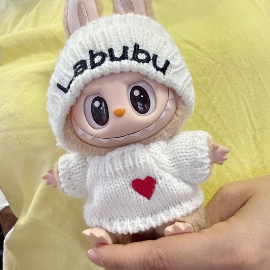 Clothes Only] Second Generation Blind Box Rab Sit Party Doll Clothes LABUBU Love Woolen Bear Hat