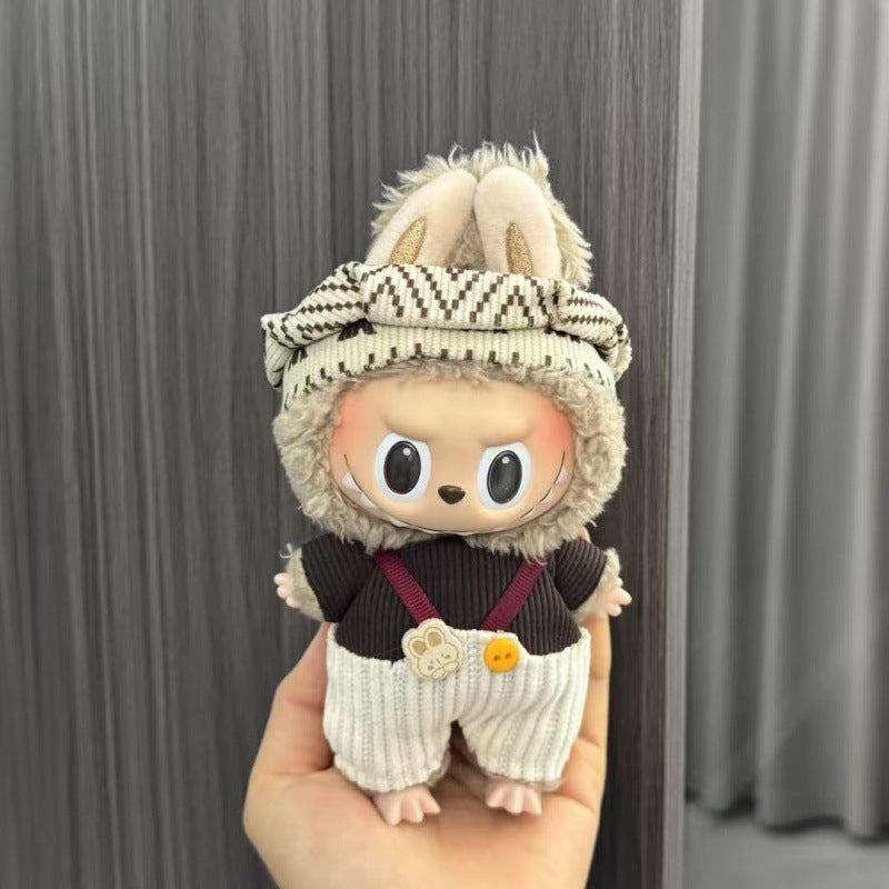 Rab cloth doll labubu17cm pendant one or two generations of vinyl plush doll suit accessories for clothes