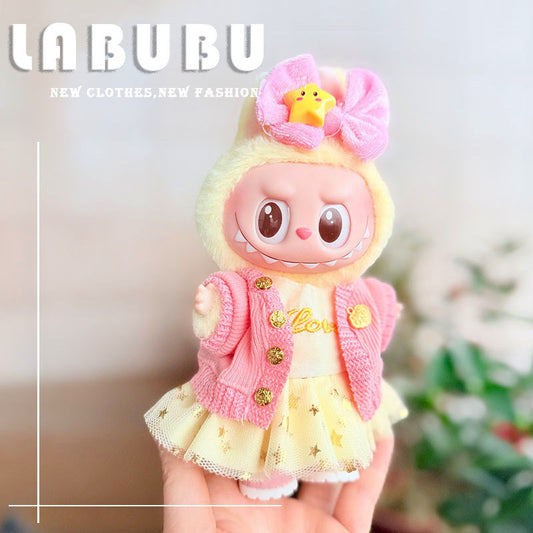 Labubu Doll Outfit - Gold Powder Joy Three-Piece Set for 17cm Doll