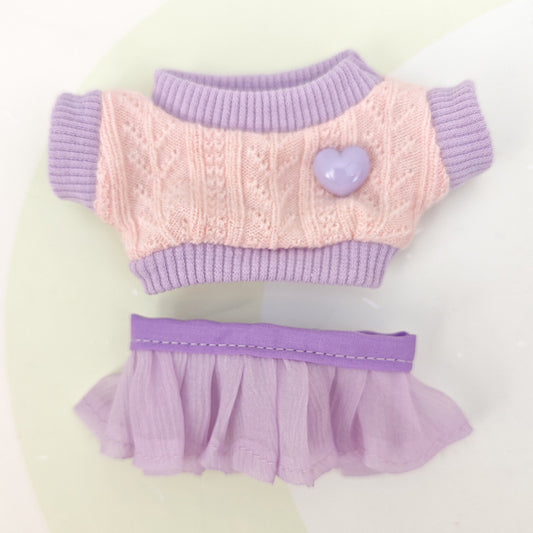 [Clothes Only] Sweater Lace Skirt Suitable for 17cm Rags Pendant Clothes to Replace Keychain Doll Clothes
