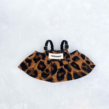 Labubu Doll Leopard Print Dress with Headband & Glasses