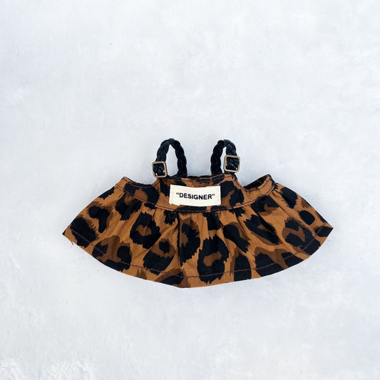 Labubu Doll Leopard Print Dress with Headband & Glasses