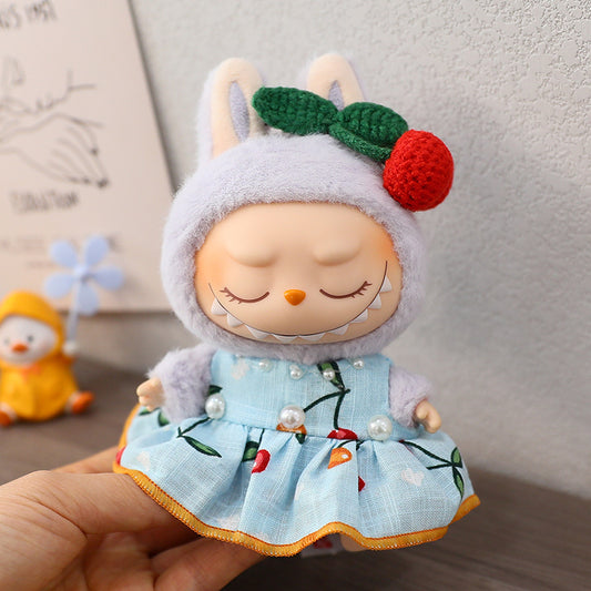 Labubu Doll Cherry Skirt Dress with Hairpin for 1st & 2nd Gen Pendants