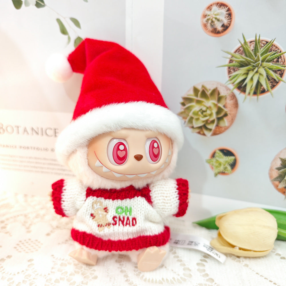 Generation II Labubu Pendant Labubu Replacement Clothes Christmas Sweater Gingerbread Man Doll suit Shoes