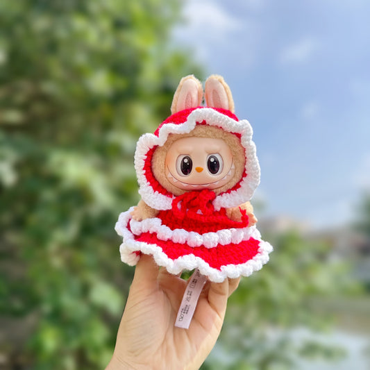 Clothes Only] First/Second Generation Labubu Doll Clothes Pendant LABUBU for Pure Handmade Little Red Riding Hood suit