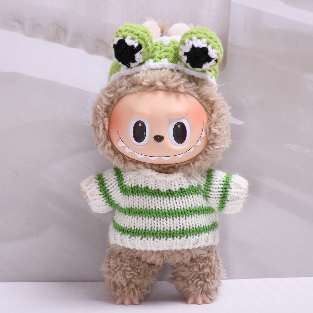 Labubu Doll Clothes - Striped Sweater & Headband Outfit for 1st & 2nd Gen Pendant